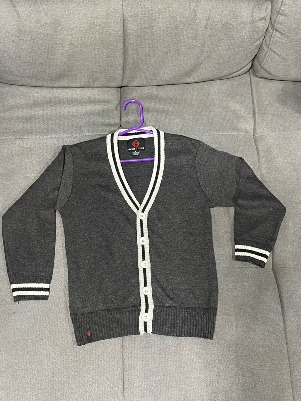 🤖3/$20🤖 Kids Dark Gray Cardigan with White Trim
